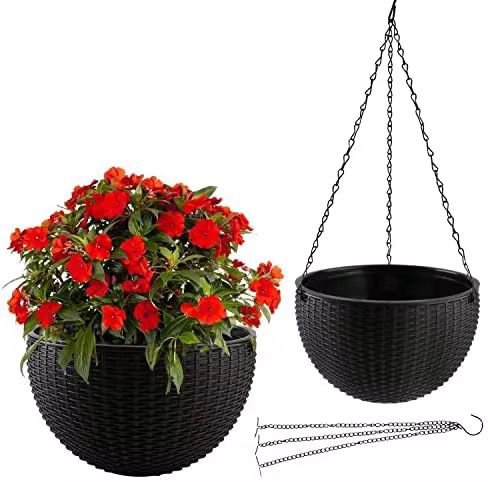 Pots de fleurs suspendus en plastique avec chaînes