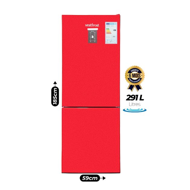 Réfrigérateur combiné NoFrost - VESTFROST - 291 Litres - 3664RDS - Économique (A+) - Avec système de ventilation multiple - Rouge