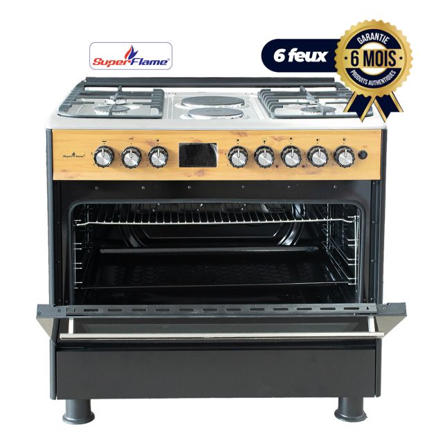 Cuisinière à gaz  4 foyers + 2 plaques électriques